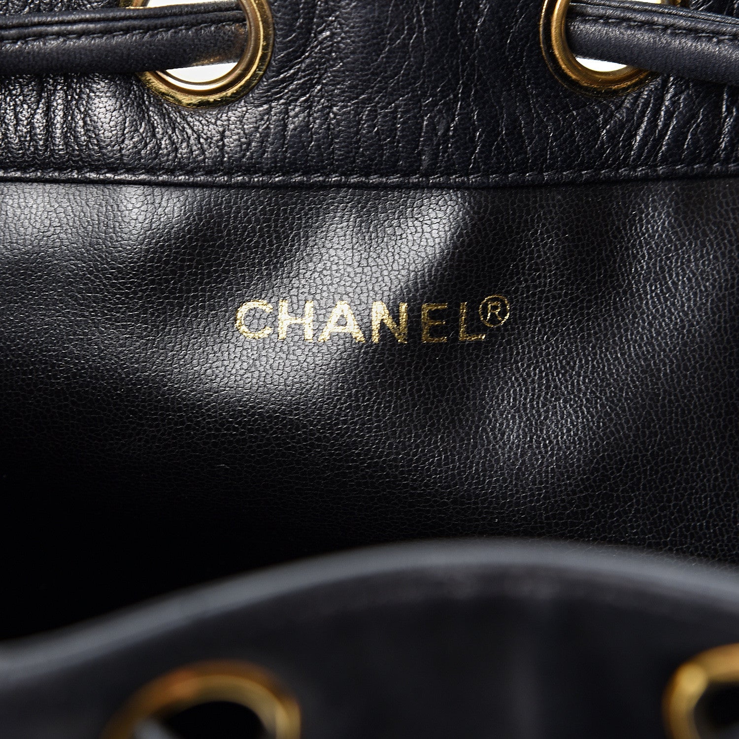 Chanel Lambskin CC Stitched Drawstring Bucket Bag Black 5 of 8