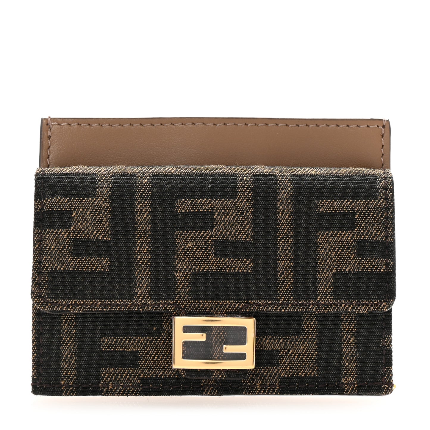 Fabric Jacquard FF 1974 Fold Over Card Holder Wallet Tobacco Moro