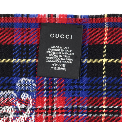 Gucci Wool Plaid L'Aveugle Par Amour Scarf Red 3 of 5