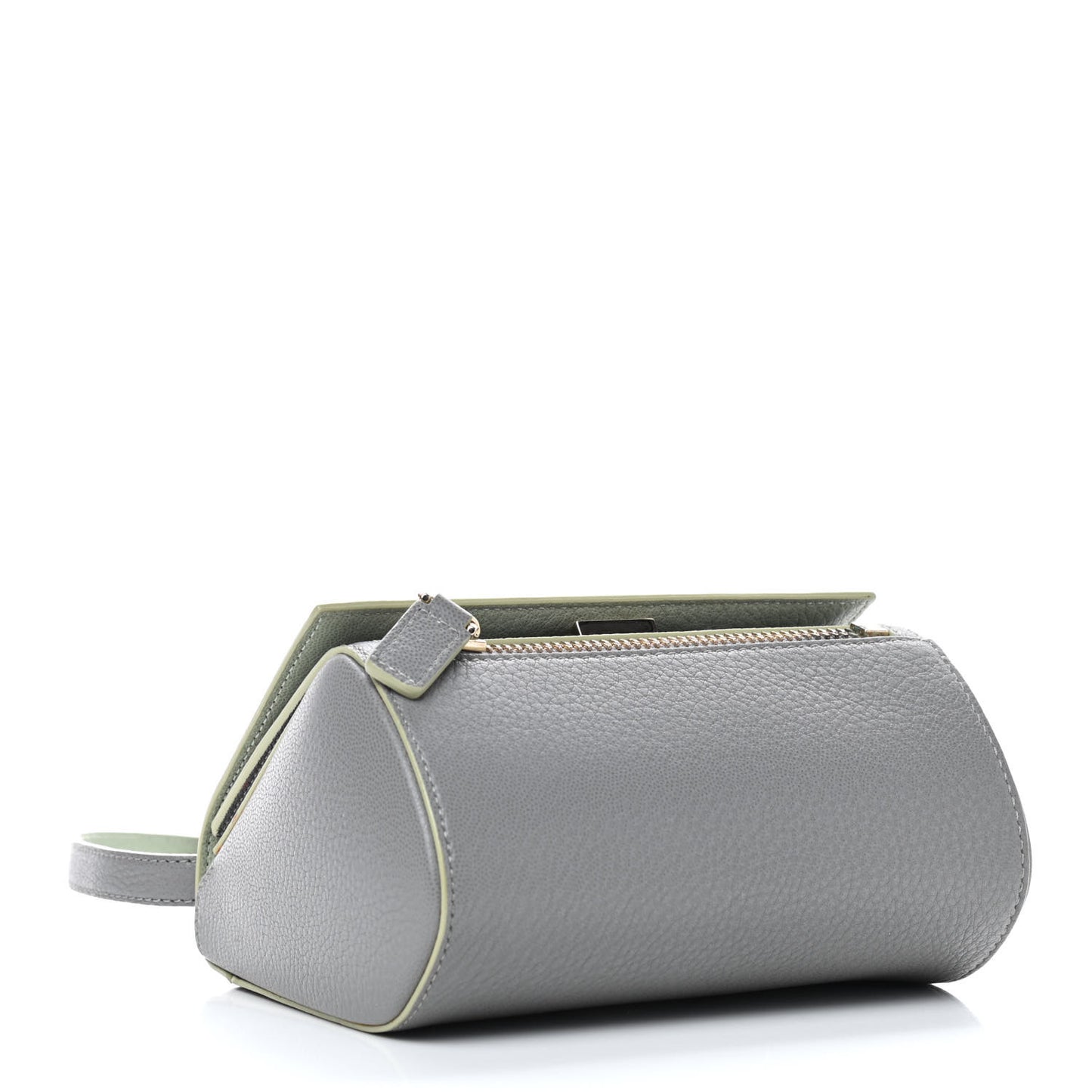 Textured Calfskin Mini Pandora Box Chain Crossbody Bag Grey