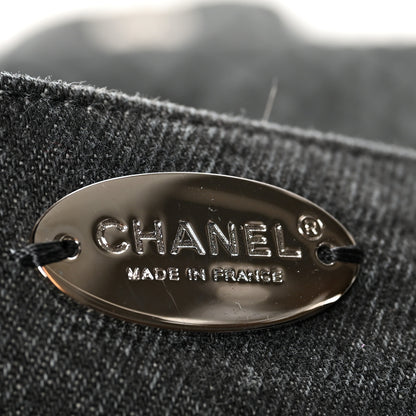 Chanel Denim Quilted Denimpression XXL Flap Grey Black 7 of 10