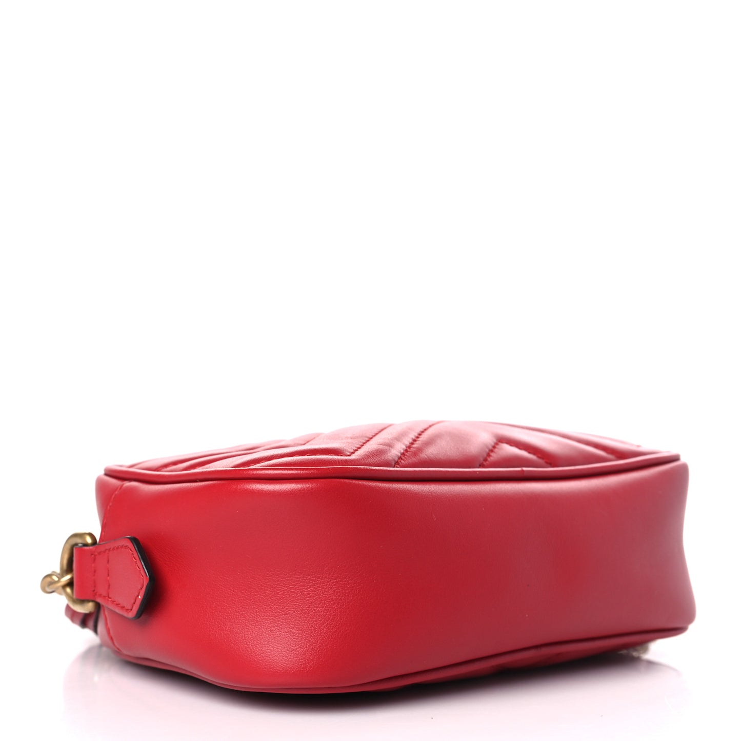 Calfskin Matelasse Mini GG Marmont Chain Shoulder Bag Hibiscus Red