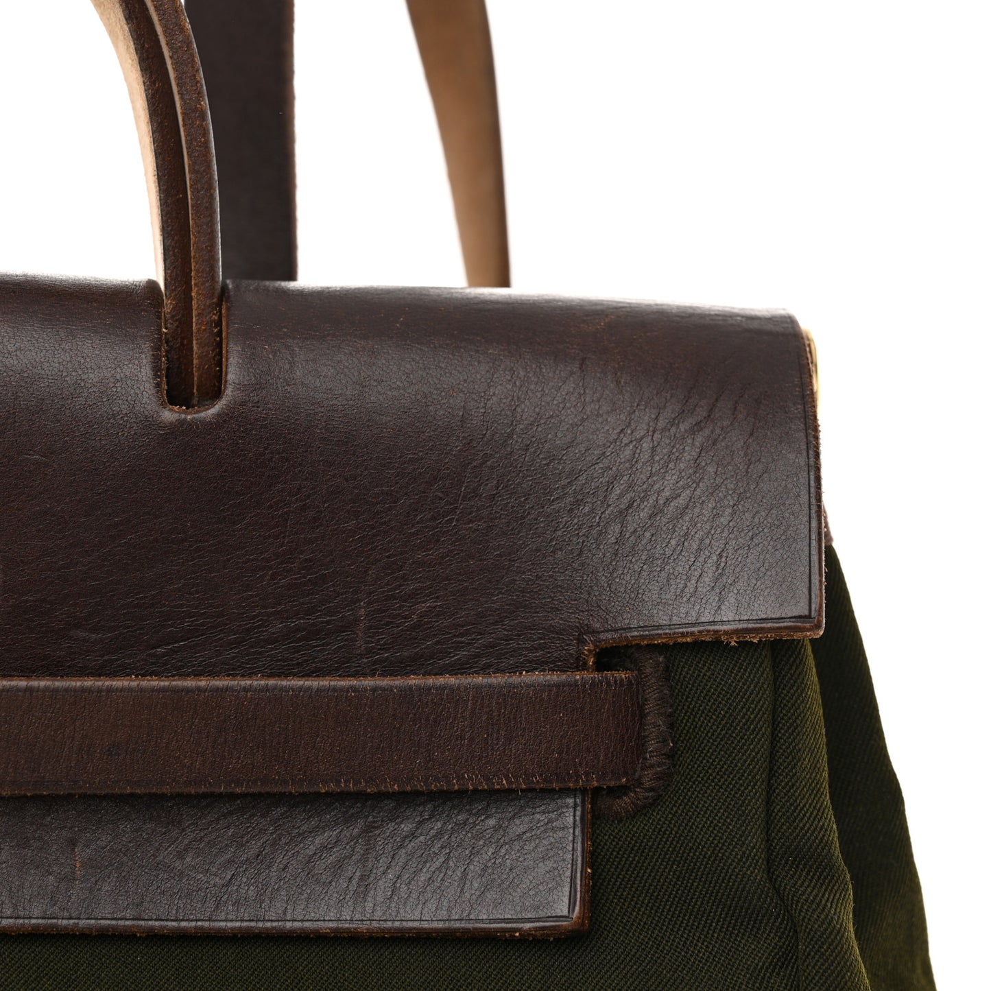Toile Vache Calfskin Herbag 30 PM Backpack Kaki Ebene