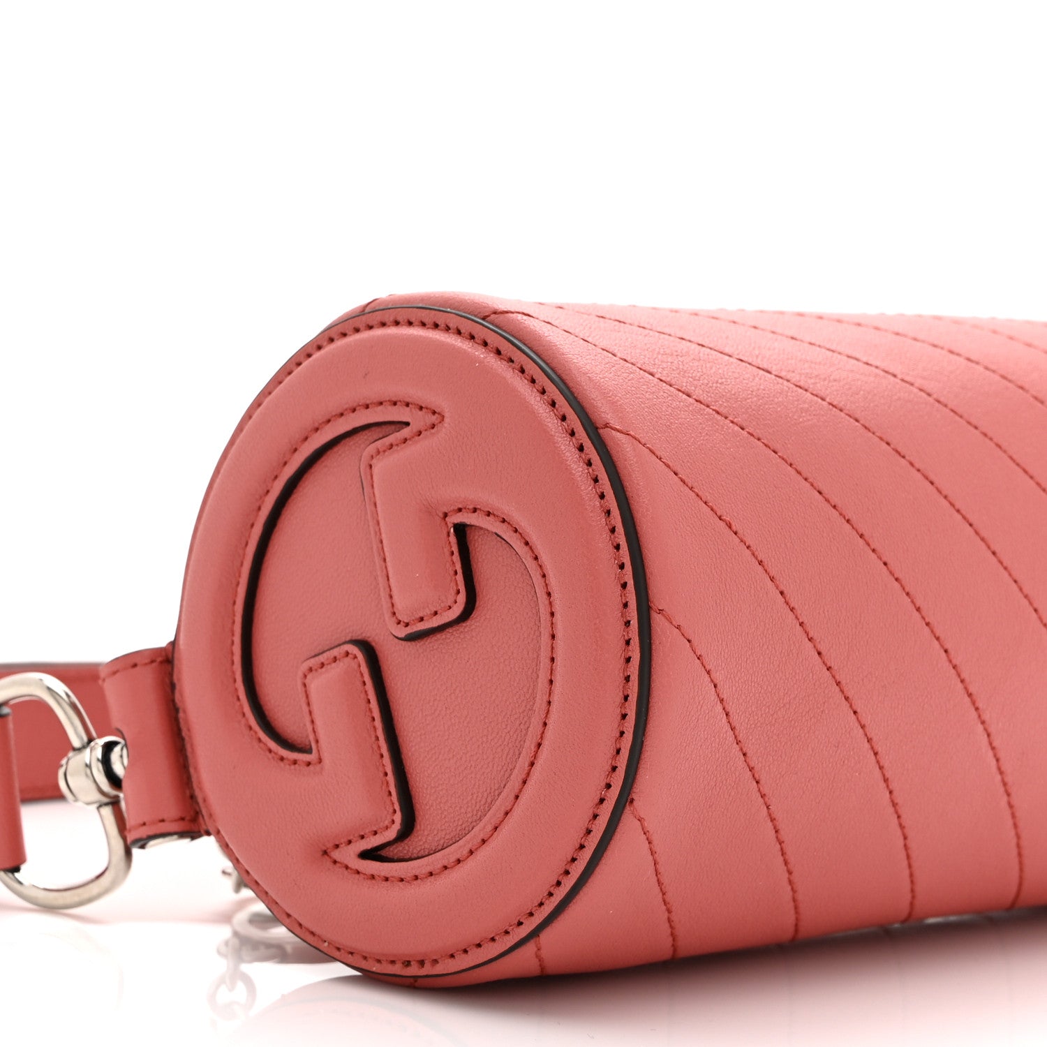 Gucci Sakai Be Green Calfskin Diagonal Stitched Mini Blondie Barrel Shoulder Bag Pink 9 of 10