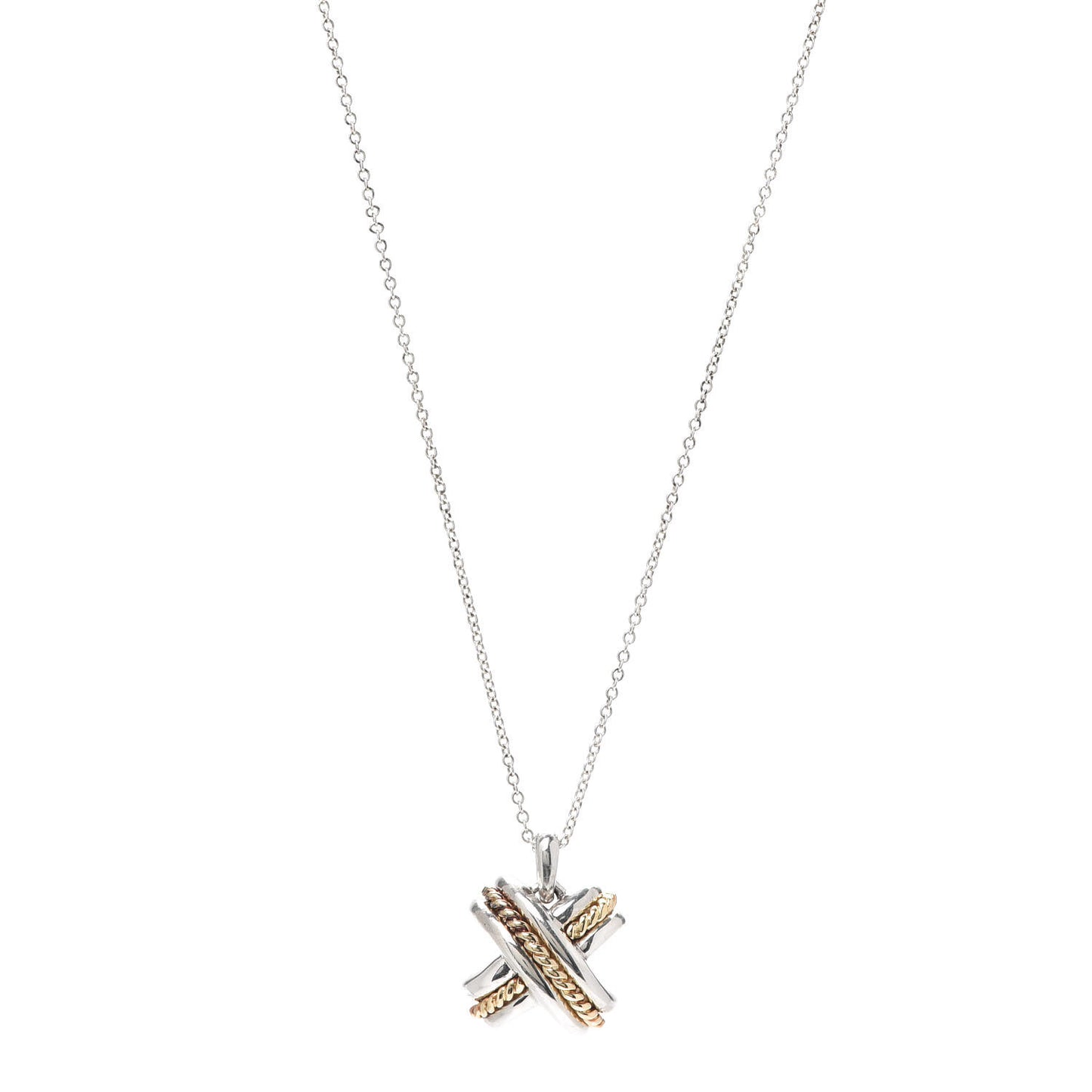 Sterling Silver 18K Yellow Gold Signature X Pendant Necklace