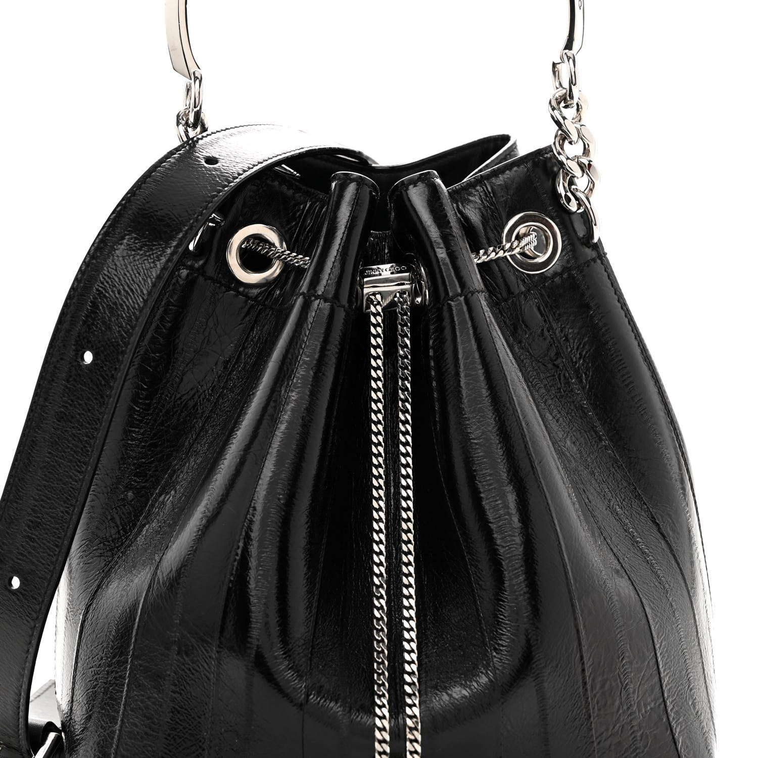 Jimmy Choo Eelskin Bon Bon Bag Bucket Bag Black 7 of 9