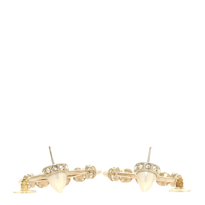 Chanel Crystal Pearl CC Round Drop Earrings Gold 3 of 4