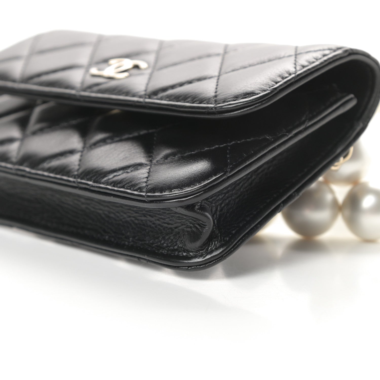 Chanel Calfskin Quilted Maxi Pearls Clutch With Chain Black 11 of 12