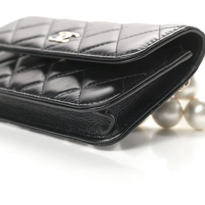 Chanel Calfskin Quilted Maxi Pearls Clutch With Chain Black 11 of 12