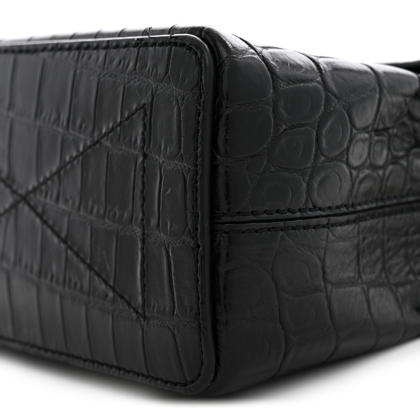 Calfskin Crocodile Embossed Micro Seaton Black