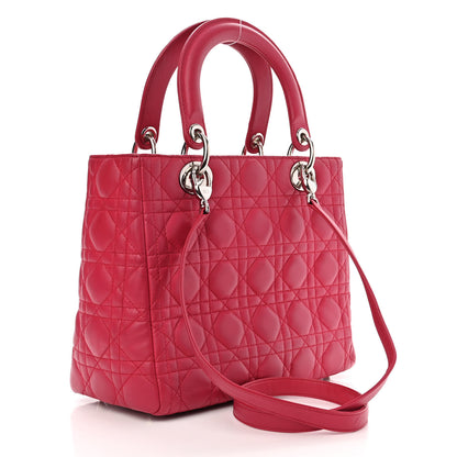 Christian Dior Lambskin Cannage Medium Lady Dior Fuchsia 2 of 14