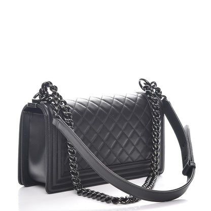 Chanel Lambskin Quilted Medium Boy Flap So Black 3 of 8