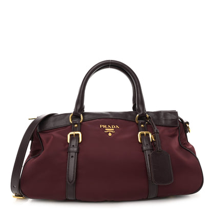 Prada Nylon Tessuto Soft Calf Tote Granato 1 of 10
