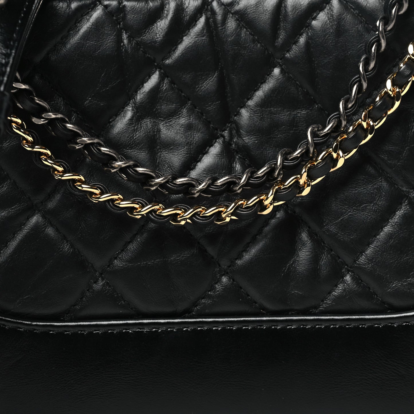 Aged Calfskin Quilted Small Gabrielle Hobo Black