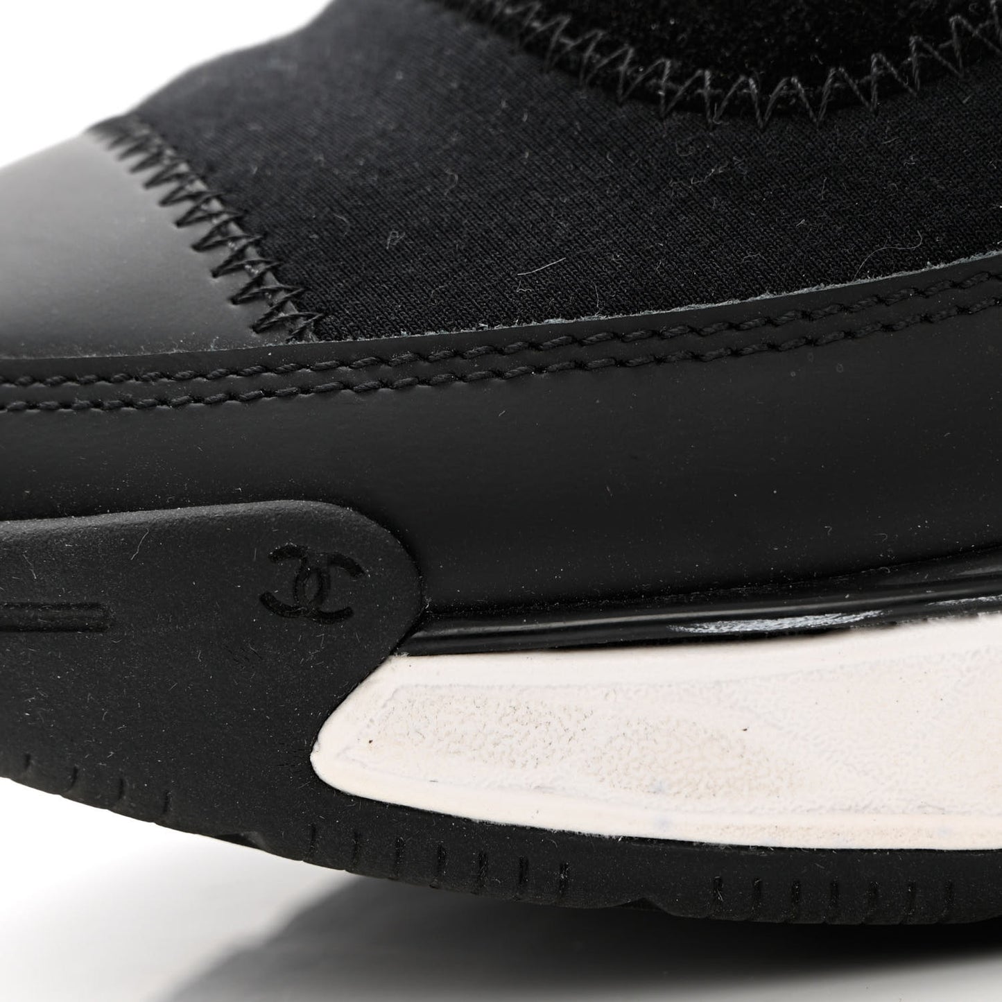 Velvet Calfskin Mixed Fibers CC Sneakers 40 Black