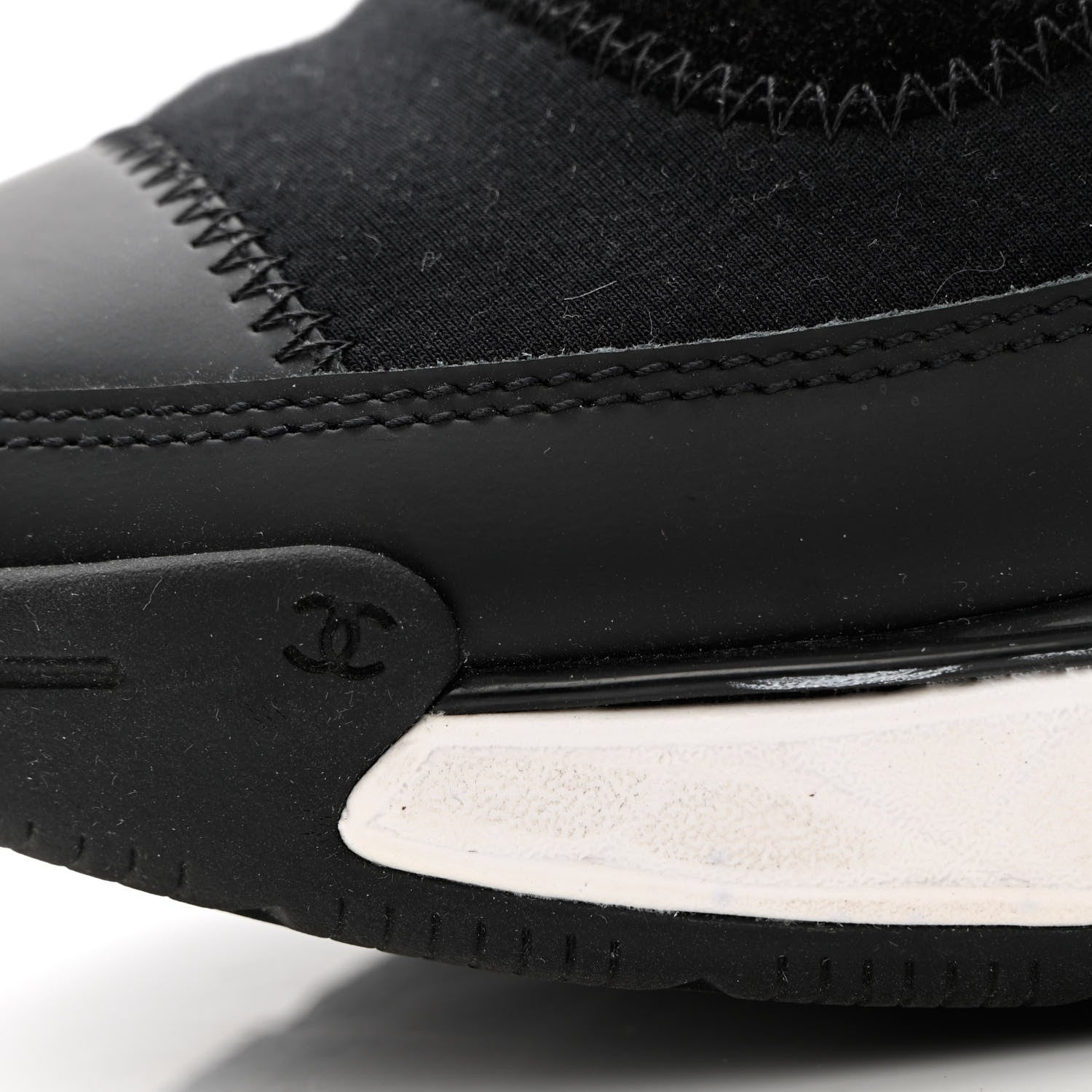 Chanel Velvet Calfskin Mixed Fibers CC Sneakers 40 Black 11 of 12