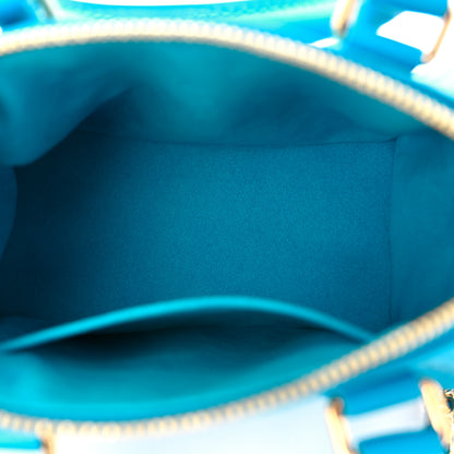 Louis Vuitton Calfskin Nanogram Embossed Speedy 20 Bleu 5 of 10