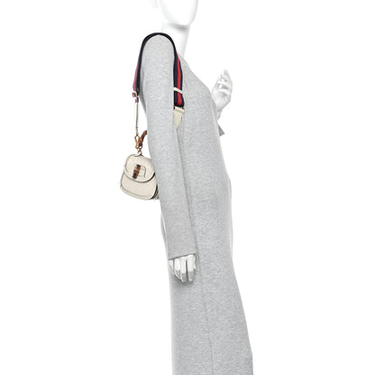 Gucci Monogram Jumbo GG Textured Dollar Calfskin Web Mini Bamboo 1947 Top Handle Bag Off White 2 of 11