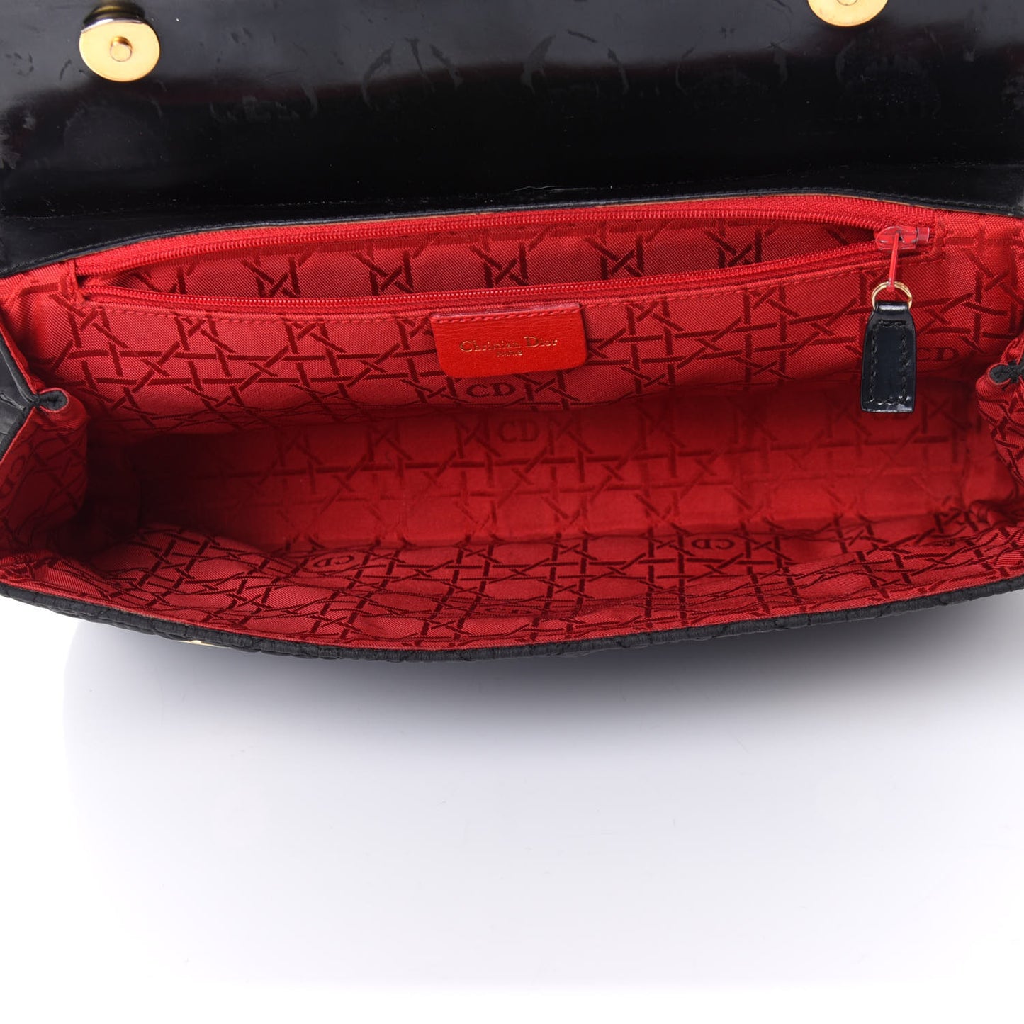 Nylon Glazed Calfskin Cannage Shoulder Bag Black