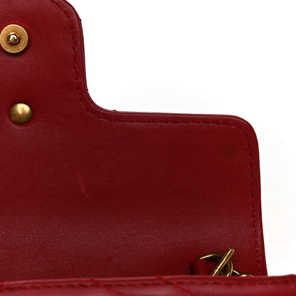 Gucci Calfskin Matelasse Super Mini GG Marmont Shoulder Bag Hibiscus Red 13 of 14
