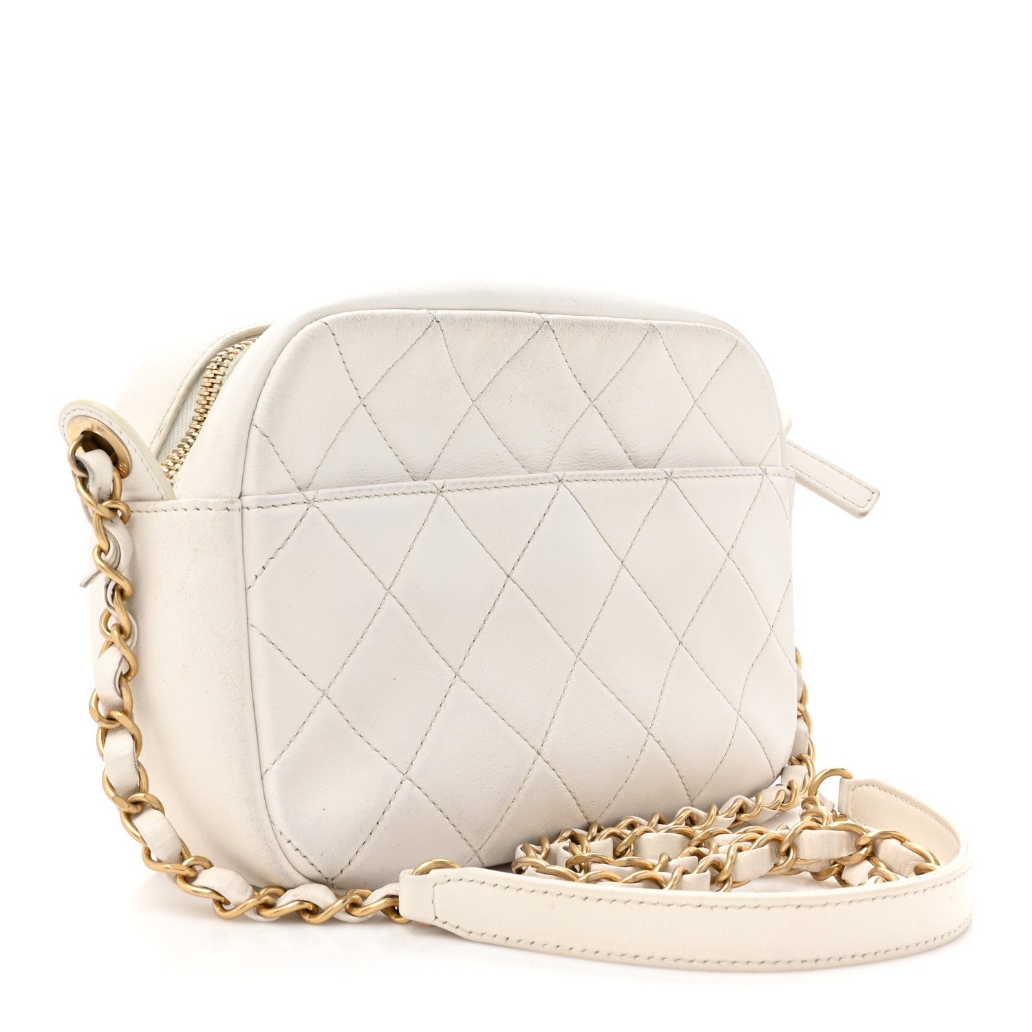 Chanel Calfskin Quilted Enchained Camera Case Bag White 3 of 17