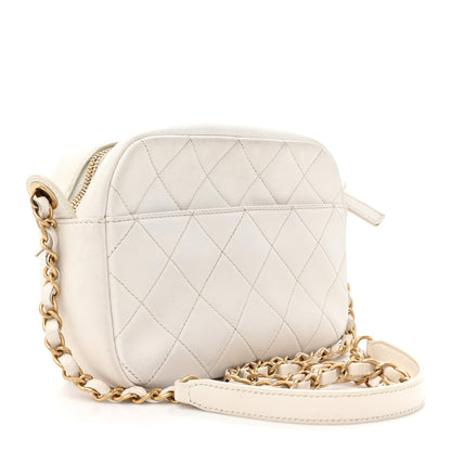 Chanel Calfskin Quilted Enchained Camera Case Bag White 3 of 17