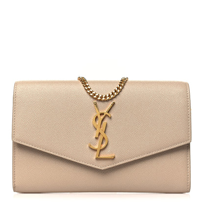 Saint Laurent Grain De Poudre Monogram Uptown Chain Wallet Dark Beige 1 of 11