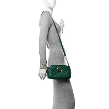 Gucci Calfskin Matelasse Small GG Marmont Chain Shoulder Bag Emerald Green 2 of 10