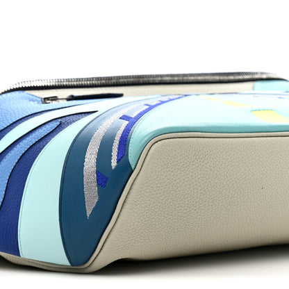 Hermes Togo Swift Endless Road Cityslide Belt Bag GM Gris Perle Bleu Electrique 9 of 12