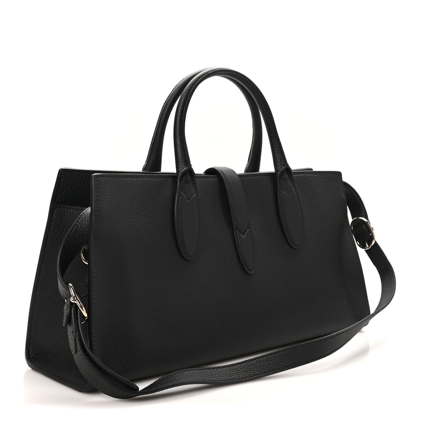 Grained Calfskin Medium Jackie Top Handle Bag Black