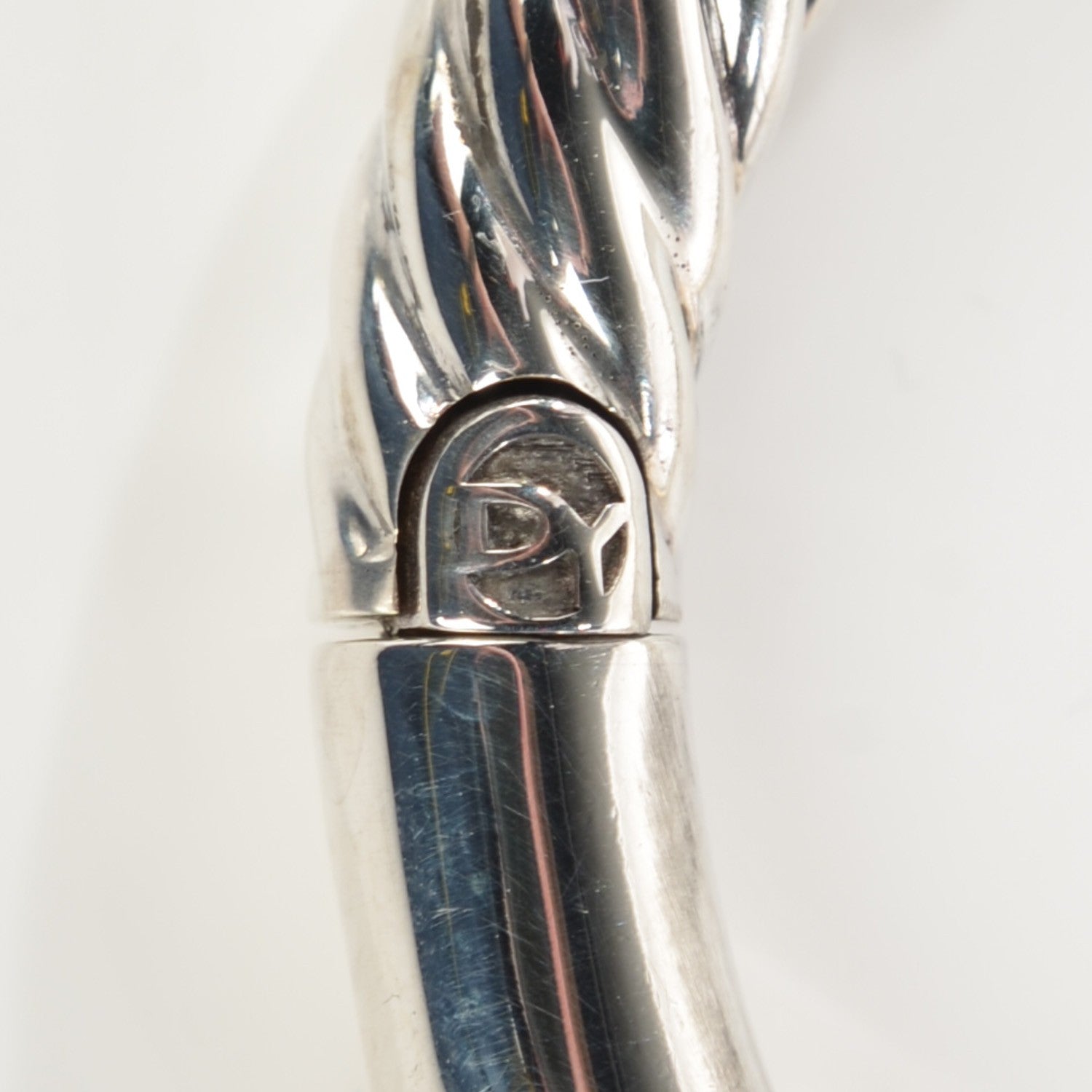 David Yurman Sterling Silver 18K Yellow Gold Blue Topaz Diamond 7mm Renaissance Bangle Bracelet 5 of 6