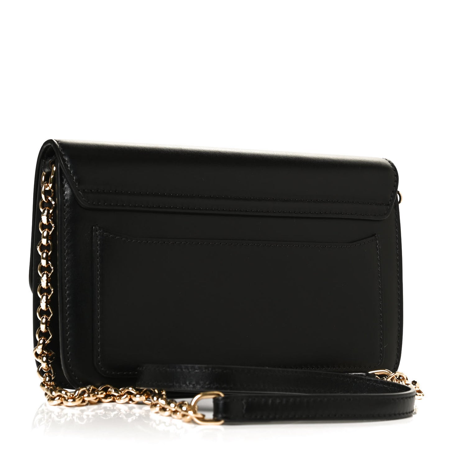 Calfskin Suede C Clutch With Chain Black