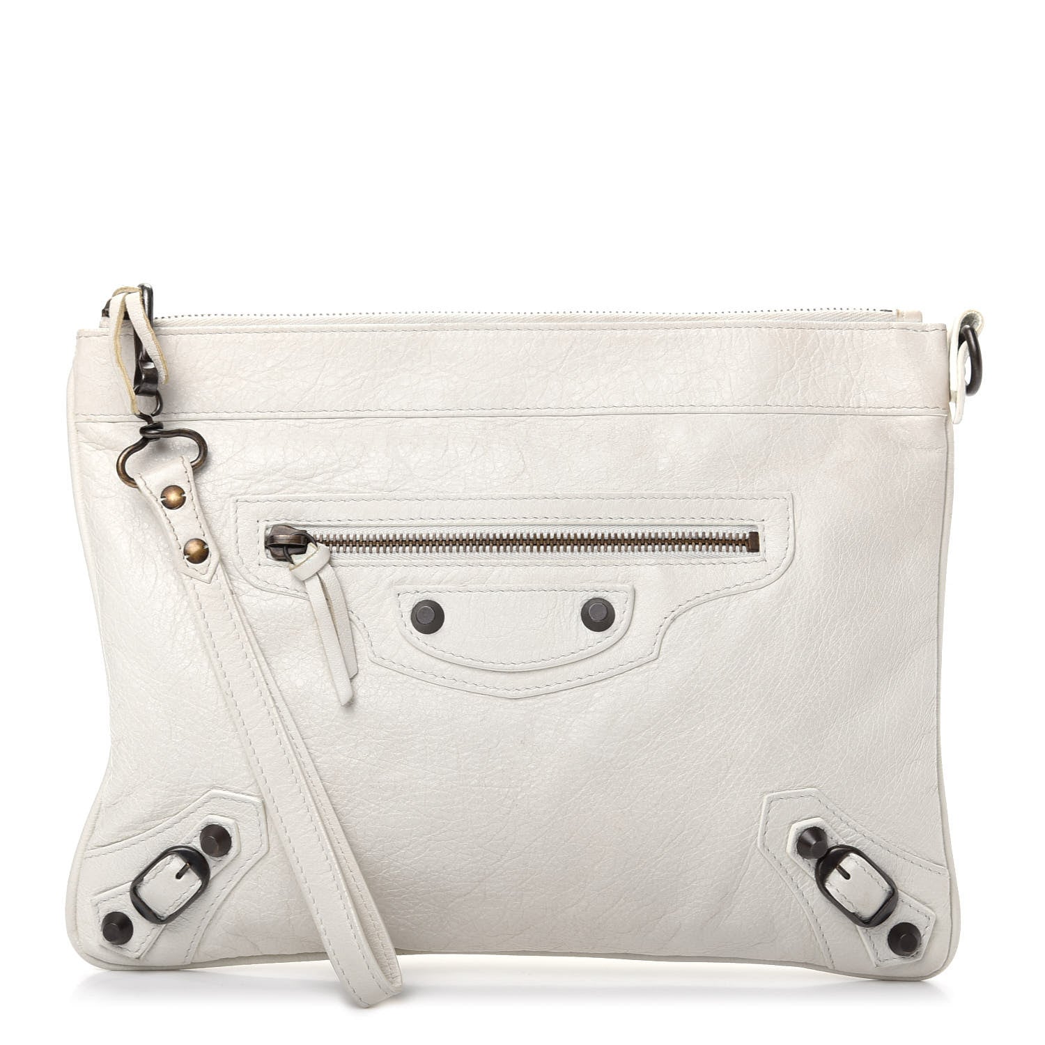 Balenciaga Agneau Classic Hardware Flat Handle Clutch White 1 of 7