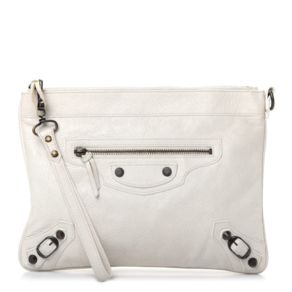 Balenciaga Agneau Classic Hardware Flat Handle Clutch White 1 of 7