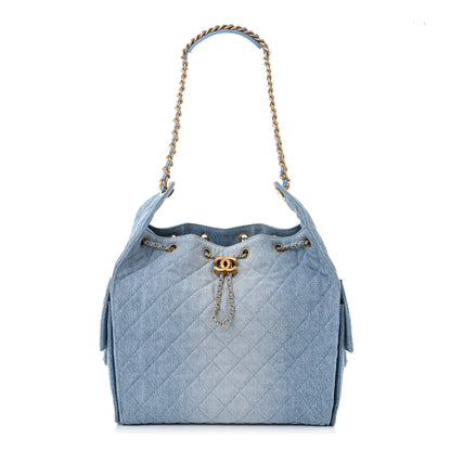 Chanel Washed Denim Quilted Medium Chanel 25 Handbag Blue 1 of 12