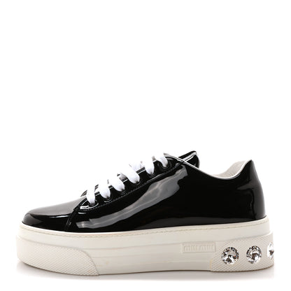 Miu Miu Patent Crystal Sneakers 39.5 Black 1 of 8