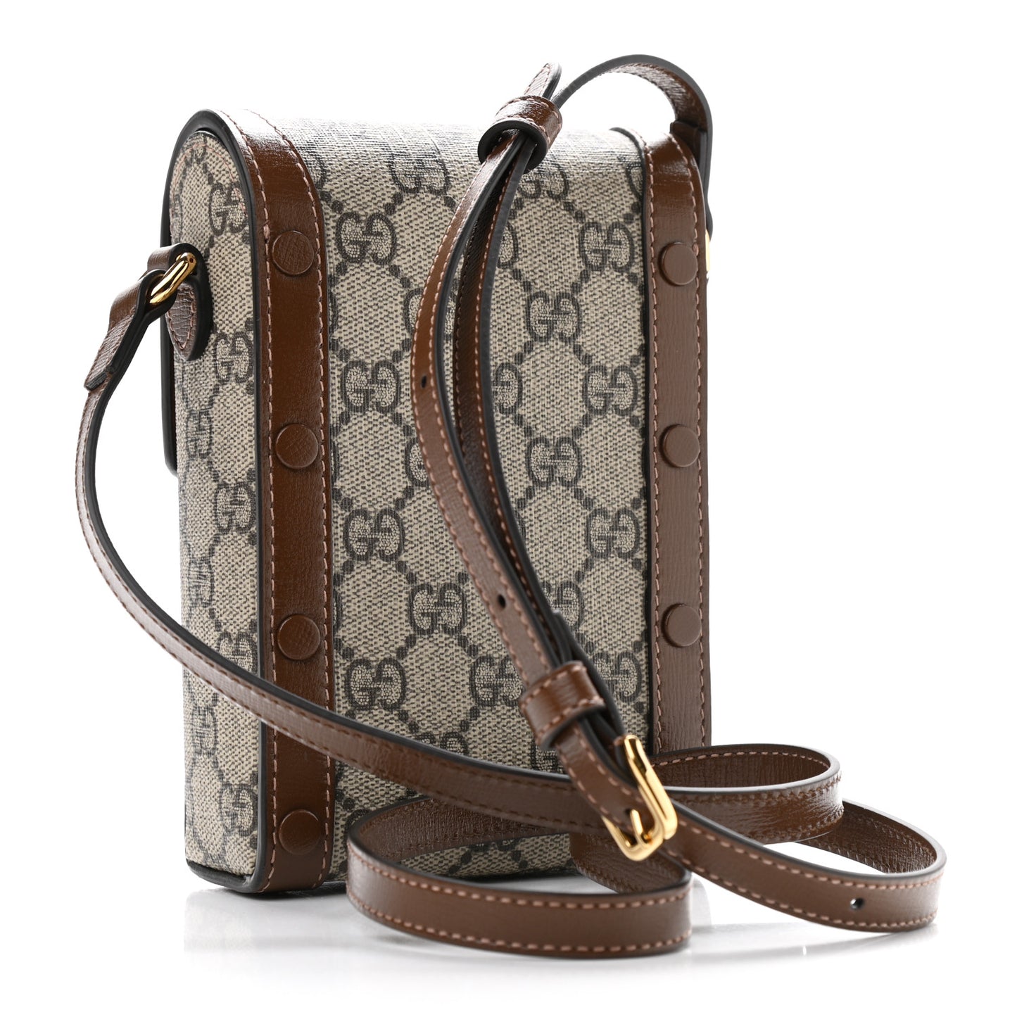 GG Supreme Monogram Mini Horsebit 1955 Crossbody Bag Beige Brown Sugar