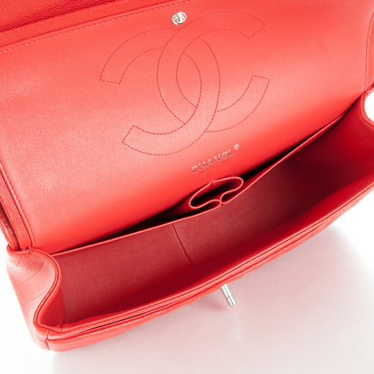 Chanel Caviar Chevron Quilted Jumbo Double Flap Red 5 of 8