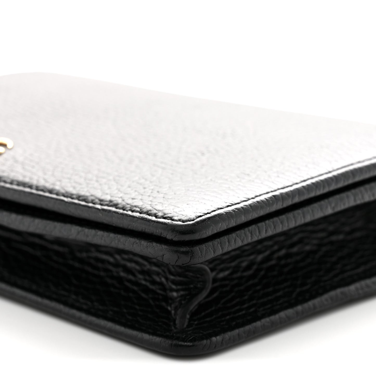 Calfskin Mini GG Marmont Chain Wallet Black