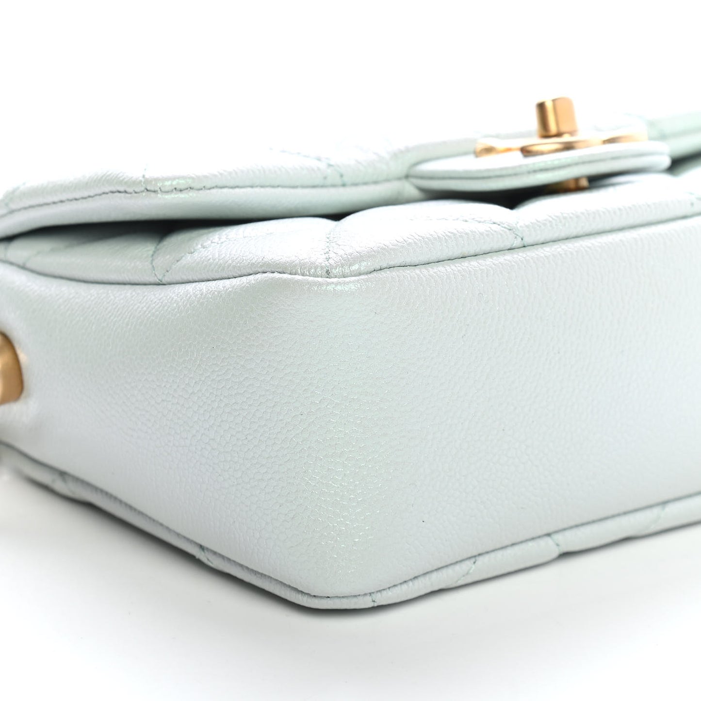 Iridescent Caviar Quilted Mini My Perfect Flap Light Green