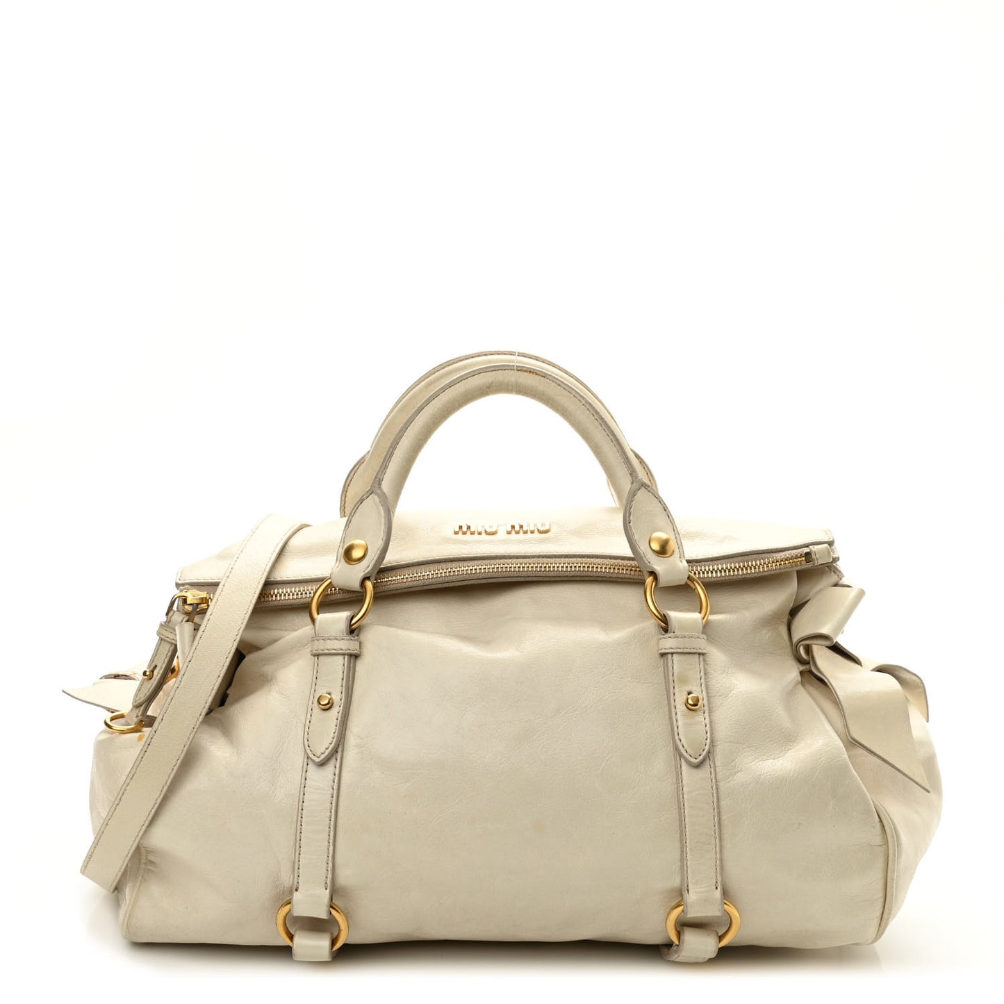 Vitello Lux Medium Bow Bag Talco