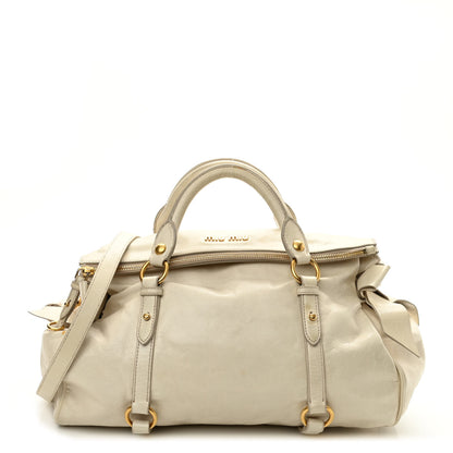 Miu Miu Vitello Lux Medium Bow Bag Talco 1 of 15