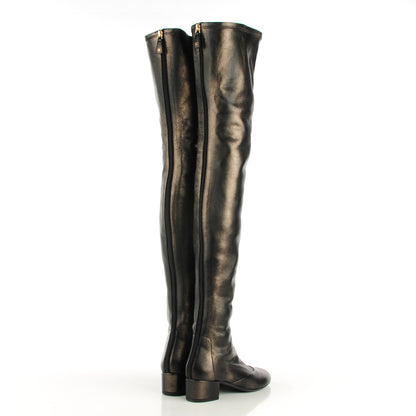 Chanel Metallic Lambskin Over the Knee Boots 36 Dark Grey 3 of 7