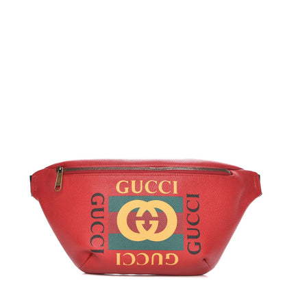 Gucci Grained Calfskin Logo Belt Bag Hibiscus Red 1 of 8
