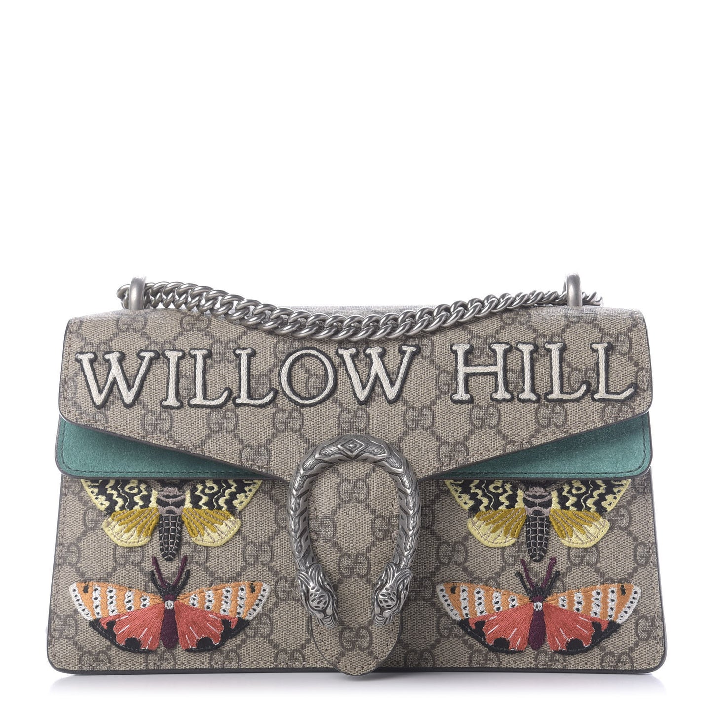GG Supreme Monogram Willow Hill Embroidered Small Dionysus Shoulder Bag Emerald