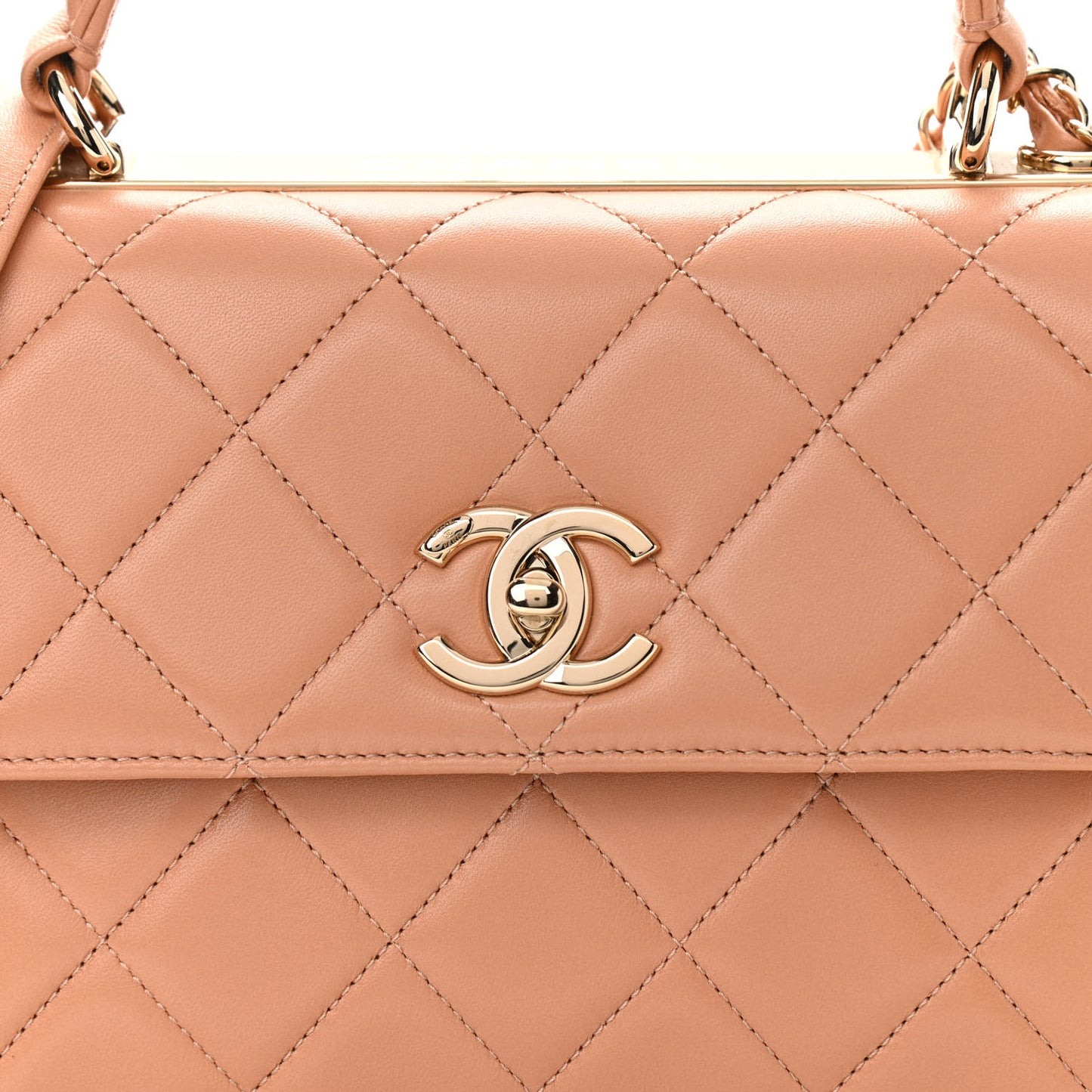 Lambskin Quilted Small Trendy CC Dual Handle Flap Bag Camel