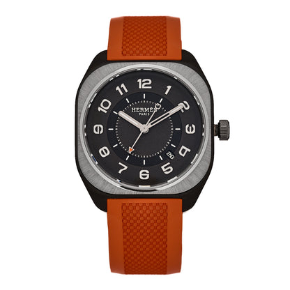 Hermes DLC Coated Titanium Rubber 39mm H08 Automatic Watch Orange 1 of 5