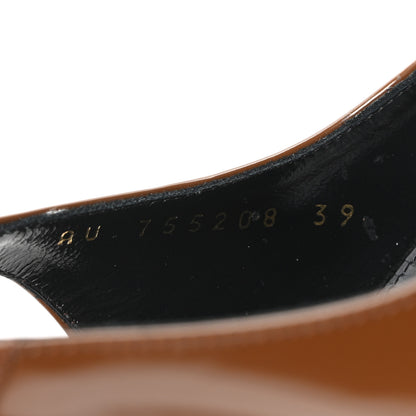 Saint Laurent Patent Vendome Slingback Pumps 39 Soil Brown 9 of 10