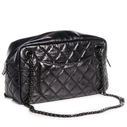 Chanel Metallic Aged Calfskin Quilted Medium Reissue Camera Case Black 3 of 7