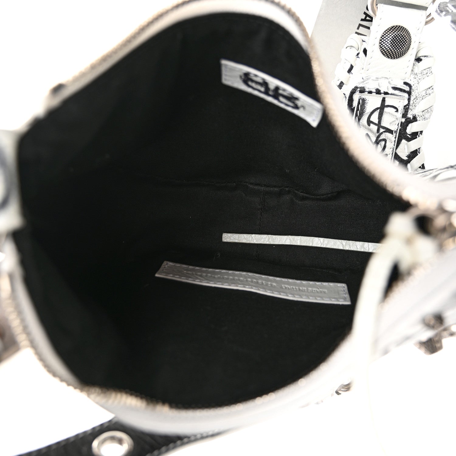 Balenciaga Agneau Arena Graffiti Le Cagole Shoulder Bag XS White Black 6 of 12